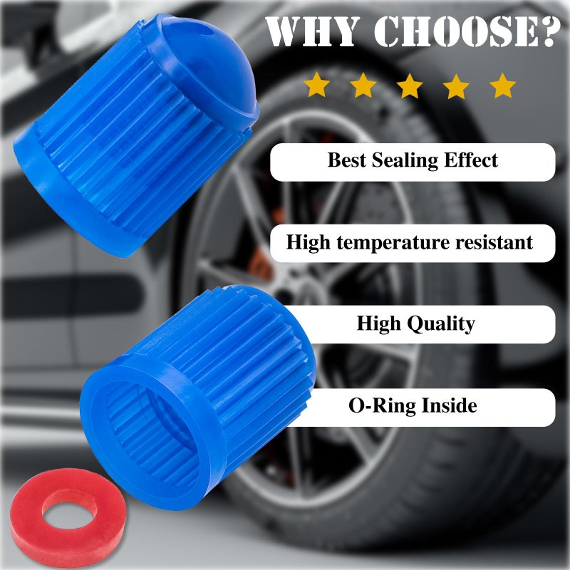 MEAJOO 15PCS Tire Valve Stem Caps, Corrosion Resistant, with O Rubber Ring, Airtight Seal Heavy Duty Dustproof Tire Valve Stem Covers for Cars, SUV, Trucks, Bikes, Motorcycles, Bicycles(Blue) - Image 5